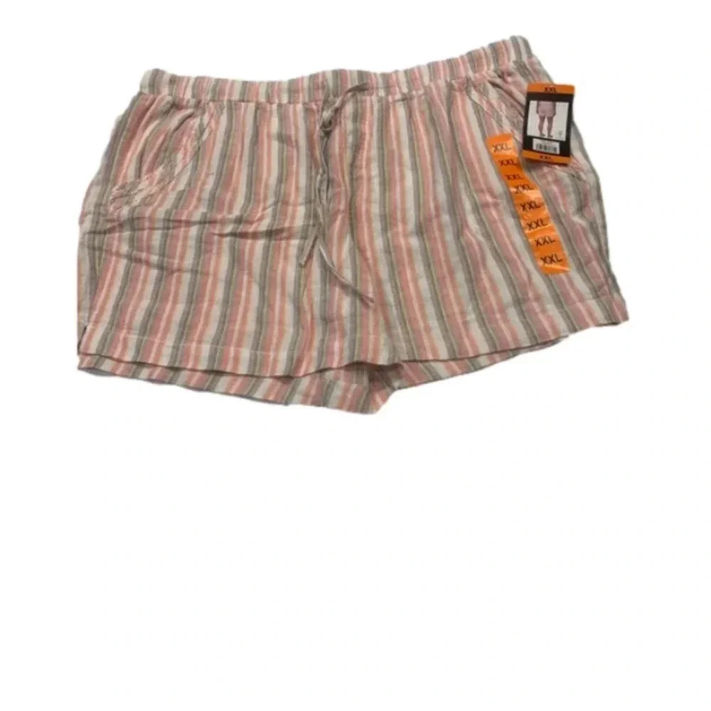 Briggs Ladies' Linen Blend Pull-On Short Size XXL Color Pink Stripe